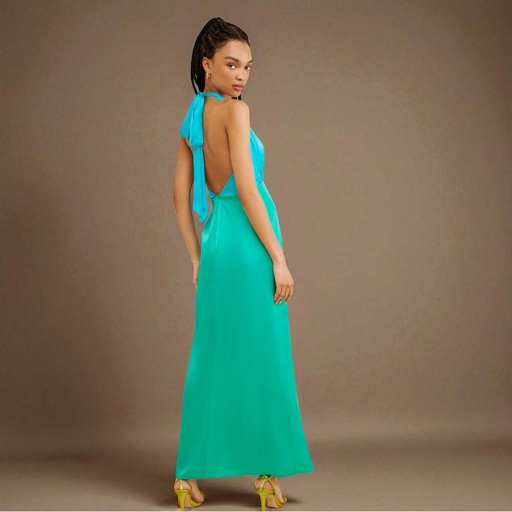 The Wolf Gang Halter Slip Dress Oahu Blue Green Size XS - Picture 5 of 12